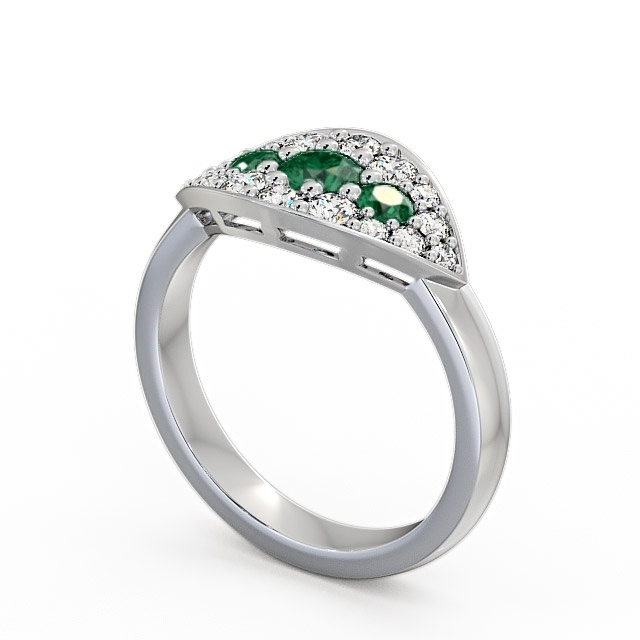 Cluster Emerald and Diamond 0.81ct Ring 9K White Gold - Himley CL30GEM_WG_EM_SIDE