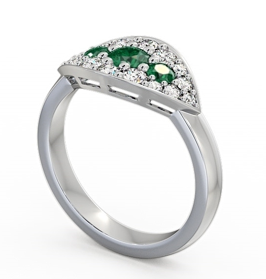 Cluster Emerald and Diamond 0.81ct Ring 18K White Gold - Himley CL30GEM_WG_EM_THUMB1