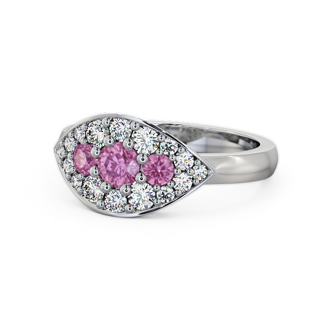 Cluster Pink Sapphire and Diamond 0.92ct Ring 18K White Gold - Himley CL30GEM_WG_PS_FLAT