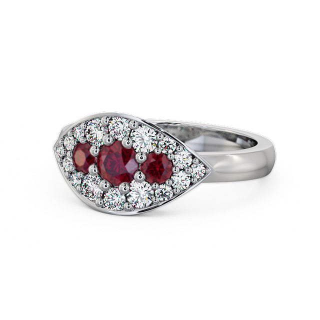 Cluster Ruby and Diamond 0.92ct Ring 18K White Gold - Himley CL30GEM_WG_RU_FLAT