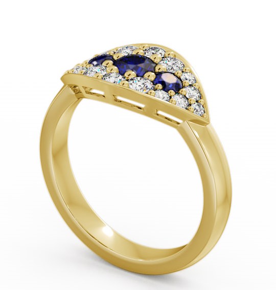Cluster Blue Sapphire and Diamond 0.92ct Ring 9K Yellow Gold - Himley CL30GEM_YG_BS_THUMB1