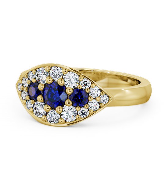  Cluster Blue Sapphire and Diamond 0.92ct Ring 9K Yellow Gold - Himley CL30GEM_YG_BS_THUMB2 