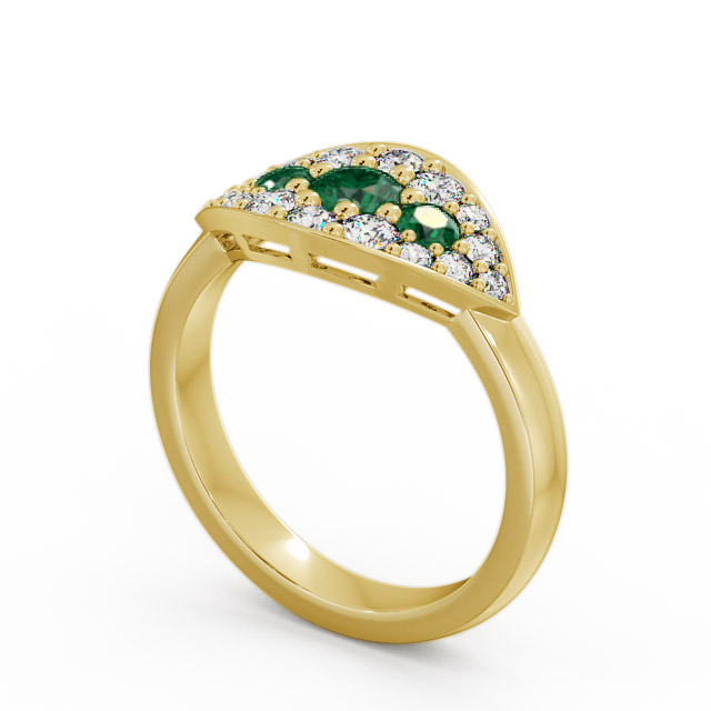 Cluster Emerald and Diamond 0.81ct Ring 9K Yellow Gold - Himley CL30GEM_YG_EM_SIDE
