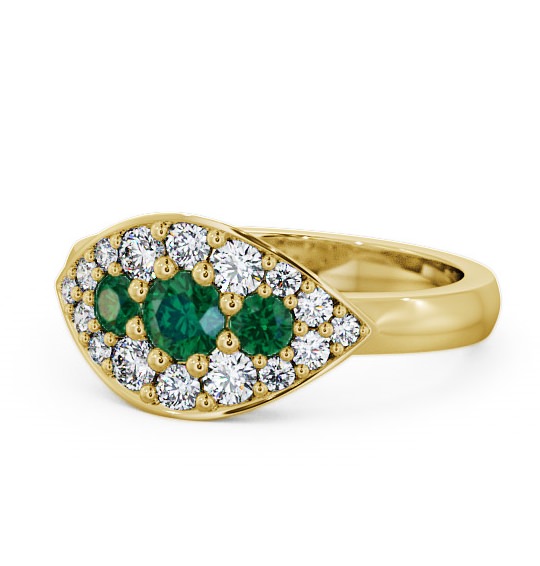  Cluster Emerald and Diamond 0.81ct Ring 18K Yellow Gold - Himley CL30GEM_YG_EM_THUMB2 
