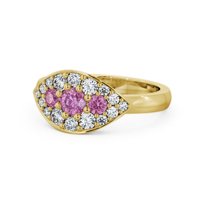 Cluster Pink Sapphire and Diamond 0.92ct Ring 9K Yellow Gold - Himley CL30GEM_YG_PS_FLAT