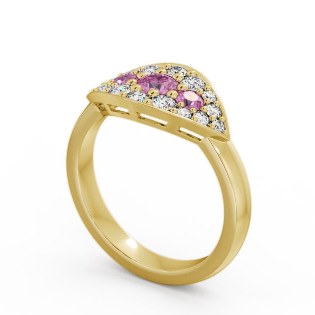 Cluster Pink Sapphire and Diamond 0.92ct Ring 18K Yellow Gold - Himley