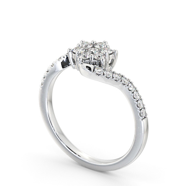 Cluster Diamond Ring 9K White Gold - Kelloe CL31_WG_SIDE