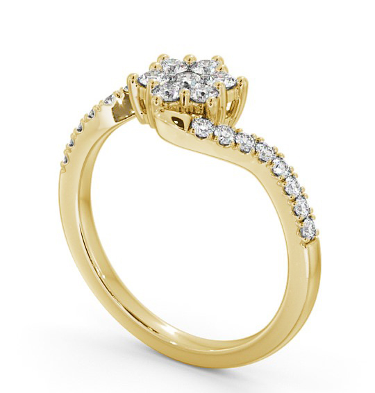 Cluster Diamond Offset Band Ring 9K Yellow Gold CL31_YG_THUMB1