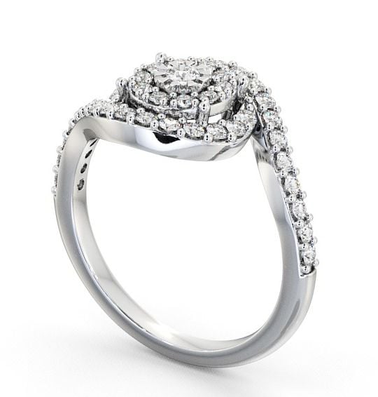 Cluster Round Diamond 0.48ct Swirling Design Ring 9K White Gold CL32_WG_THUMB1