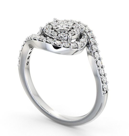 Cluster Round Diamond 0.48ct Swirling Design Ring Platinum CL32_WG_THUMB1