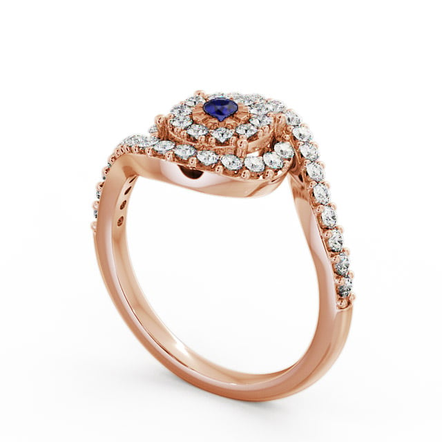 Cluster Blue Sapphire and Diamond 0.51ct Ring 9K Rose Gold - Newark CL32GEM_RG_BS_SIDE