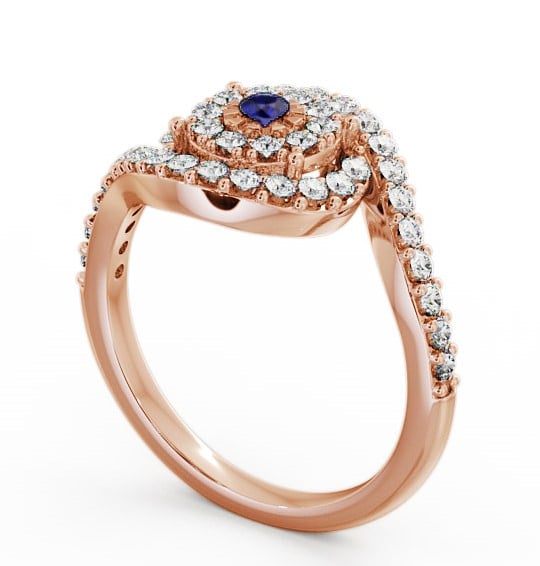  Cluster Blue Sapphire and Diamond 0.51ct Ring 18K Rose Gold - Newark CL32GEM_RG_BS_THUMB1 