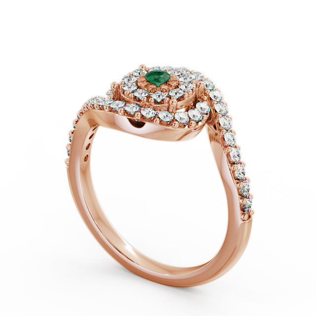 Cluster Emerald and Diamond 0.49ct Ring 18K Rose Gold - Newark CL32GEM_RG_EM_SIDE