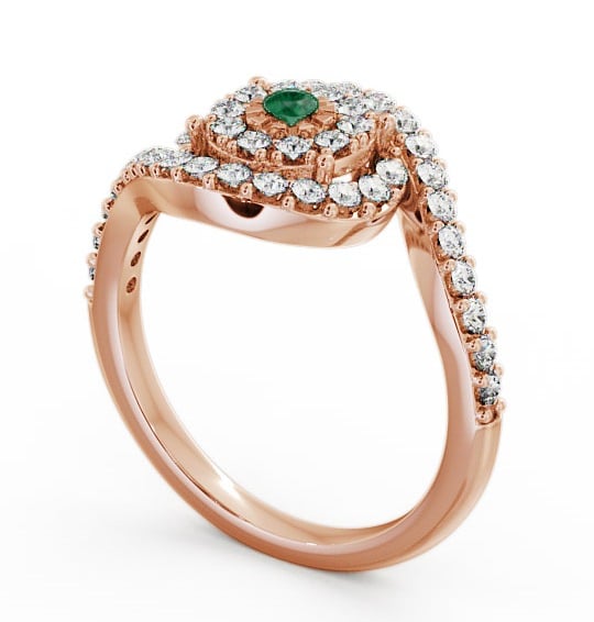  Cluster Emerald and Diamond 0.49ct Ring 9K Rose Gold - Newark CL32GEM_RG_EM_THUMB1 