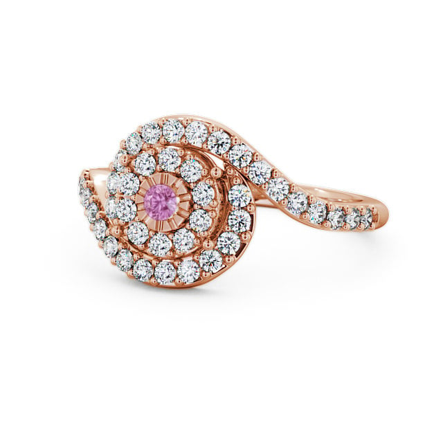 Cluster Pink Sapphire and Diamond 0.51ct Ring 18K Rose Gold - Newark CL32GEM_RG_PS_FLAT
