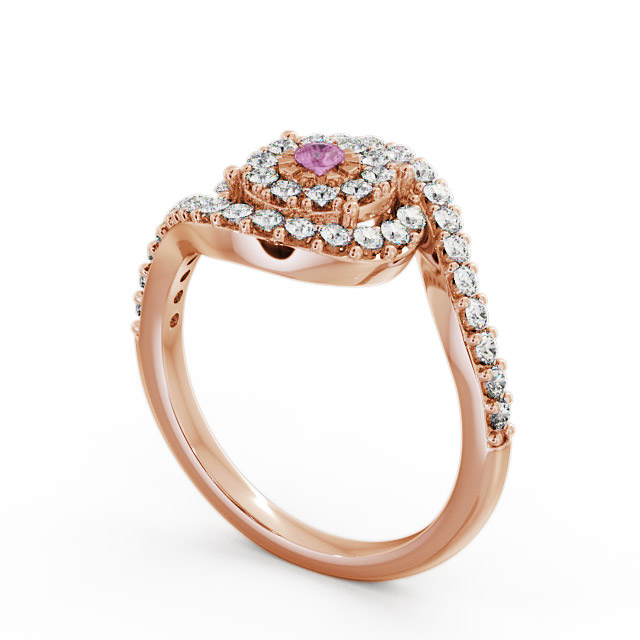 Cluster Pink Sapphire and Diamond 0.51ct Ring 9K Rose Gold - Newark CL32GEM_RG_PS_SIDE