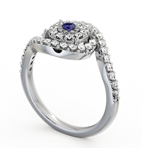  Cluster Blue Sapphire and Diamond 0.51ct Ring 9K White Gold - Newark CL32GEM_WG_BS_THUMB1 