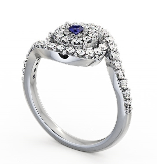 Cluster Blue Sapphire and Diamond 0.51ct Ring 9K White Gold CL32GEM_WG_BS_THUMB1