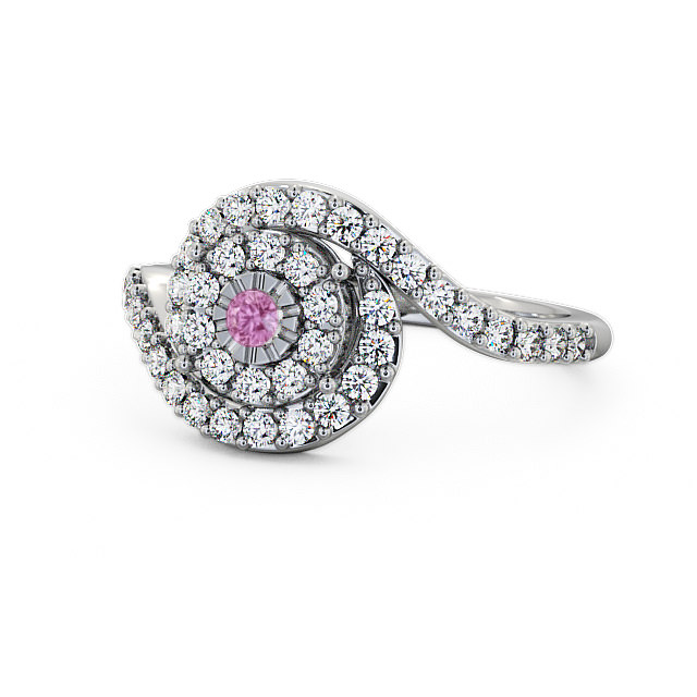 Cluster Pink Sapphire and Diamond 0.51ct Ring 18K White Gold - Newark CL32GEM_WG_PS_FLAT