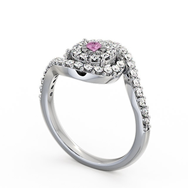 Cluster Pink Sapphire and Diamond 0.51ct Ring Palladium - Newark CL32GEM_WG_PS_SIDE
