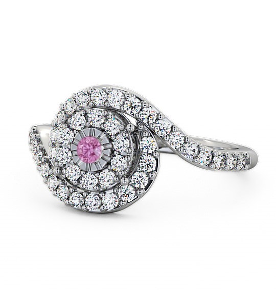  Cluster Pink Sapphire and Diamond 0.51ct Ring Palladium - Newark CL32GEM_WG_PS_THUMB2 