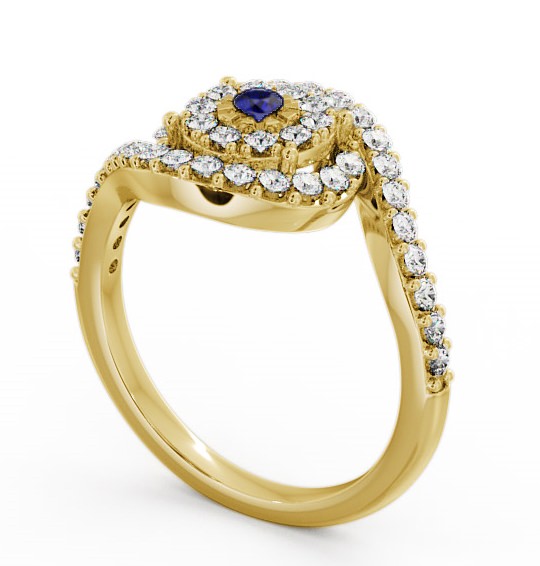 Cluster Blue Sapphire and Diamond 0.51ct Ring 9K Yellow Gold CL32GEM_YG_BS_THUMB1