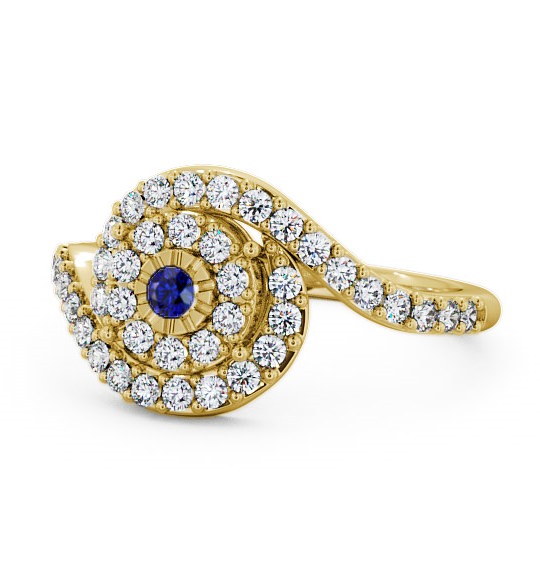  Cluster Blue Sapphire and Diamond 0.51ct Ring 18K Yellow Gold - Newark CL32GEM_YG_BS_THUMB2 