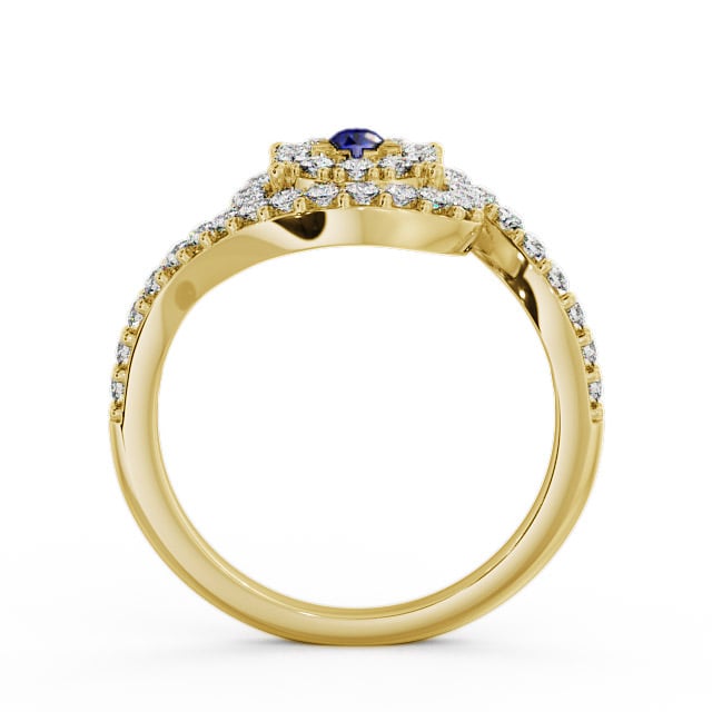 Cluster Blue Sapphire and Diamond 0.51ct Ring 9K Yellow Gold - Newark CL32GEM_YG_BS_UP