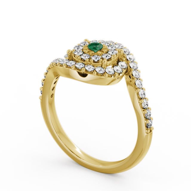 Cluster Emerald and Diamond 0.49ct Ring 9K Yellow Gold - Newark CL32GEM_YG_EM_SIDE
