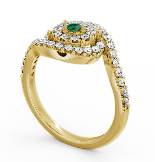  Cluster Emerald and Diamond 0.49ct Ring 9K Yellow Gold - Newark CL32GEM_YG_EM_THUMB1 
