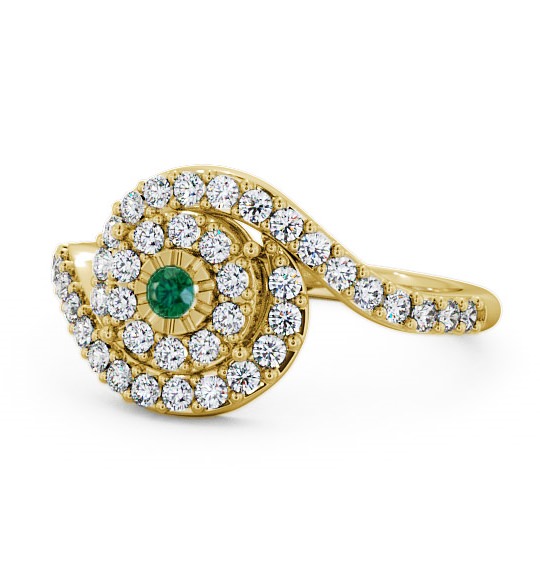  Cluster Emerald and Diamond 0.49ct Ring 18K Yellow Gold - Newark CL32GEM_YG_EM_THUMB2 