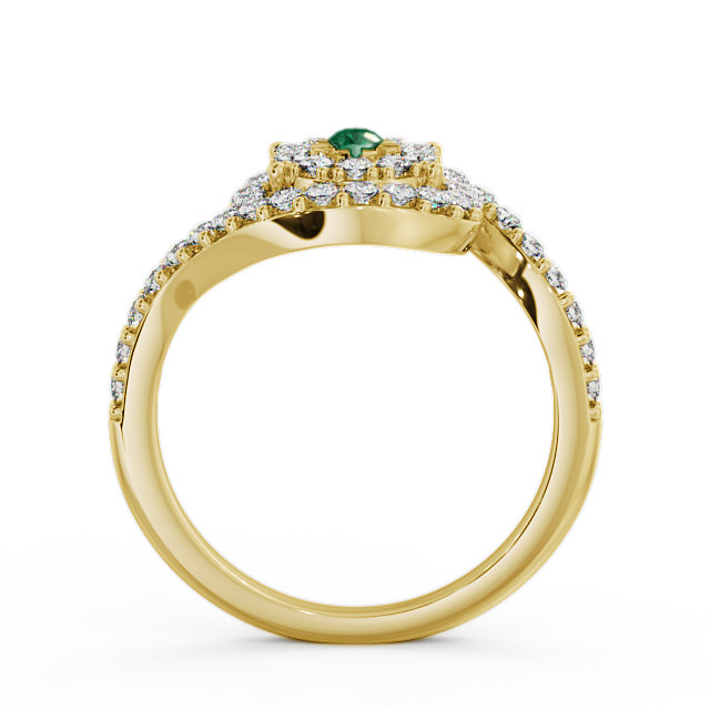 Cluster Emerald and Diamond 0.49ct Ring 9K Yellow Gold - Newark CL32GEM_YG_EM_UP
