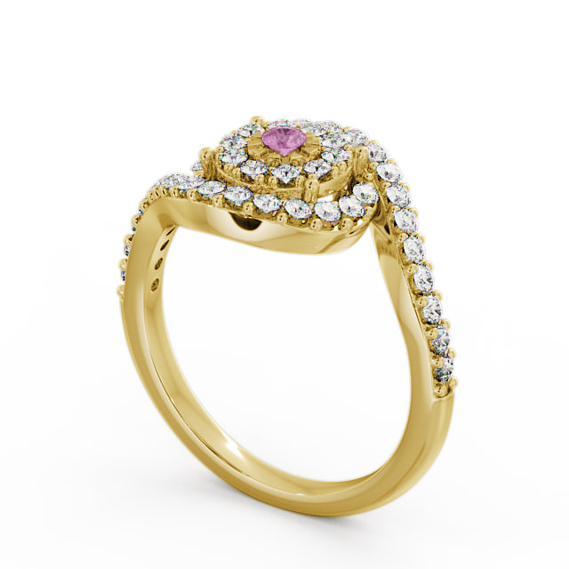 Cluster Pink Sapphire and Diamond 0.51ct Ring 9K Yellow Gold - Newark CL32GEM_YG_PS_SIDE