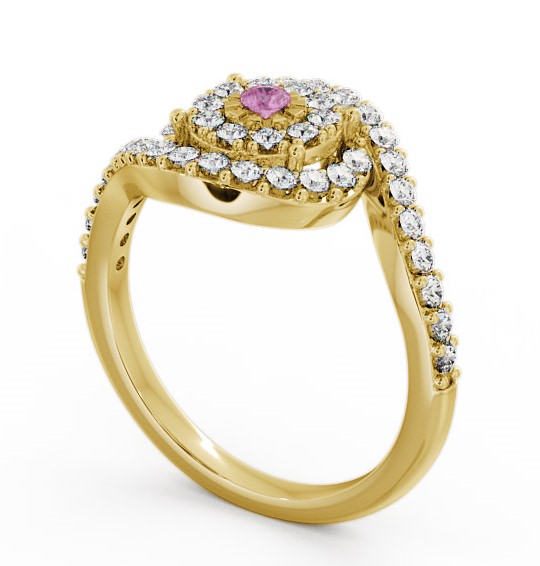  Cluster Pink Sapphire and Diamond 0.51ct Ring 9K Yellow Gold - Newark CL32GEM_YG_PS_THUMB1 