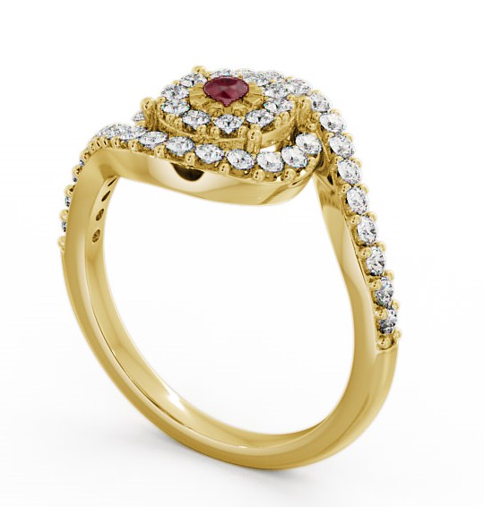 Cluster Ruby and Diamond 0.51ct Ring 9K Yellow Gold CL32GEM_YG_RU_THUMB1