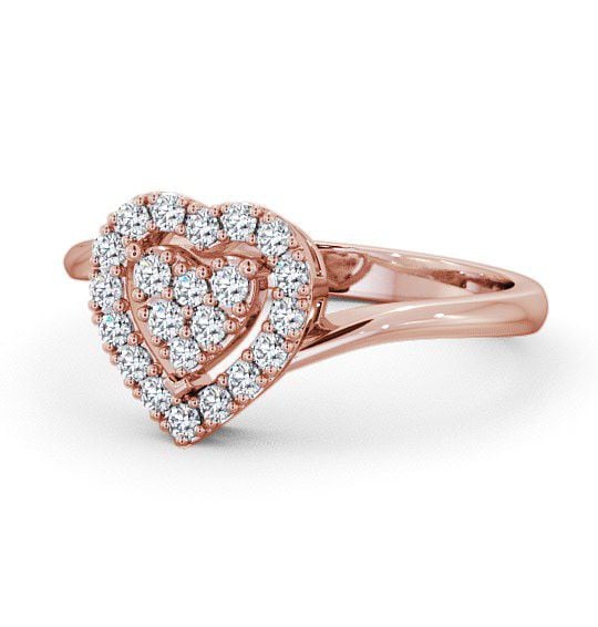 Cluster Round Diamond 0.30ct Heart Design Ring 9K Rose Gold CL33_RG_THUMB2 