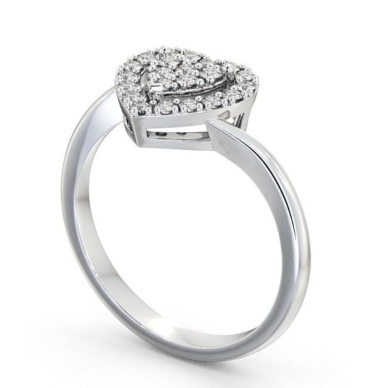 Cluster Round Diamond 0.30ct Heart Design Ring 18K White Gold CL33_WG_THUMB1