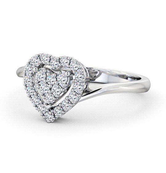 Cluster Round Diamond 0.30ct Heart Design Ring 18K White Gold CL33_WG_THUMB2 