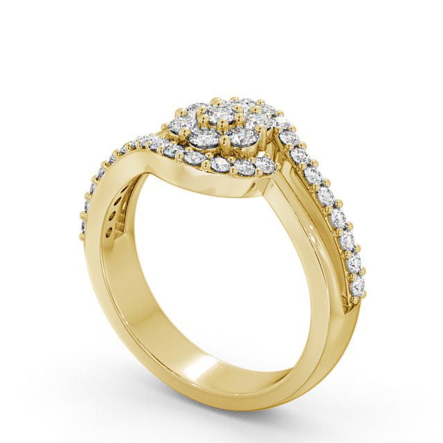 Cluster Diamond Ring 18K Yellow Gold - Wellington CL34_YG_SIDE