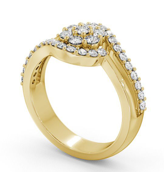 Cluster Diamond Contemporary Split Band Ring 18K Yellow Gold CL34_YG_THUMB1