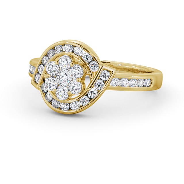 Cluster Round Diamond 0.52ct Ring 18K Yellow Gold - Sileby CL35_YG_FLAT