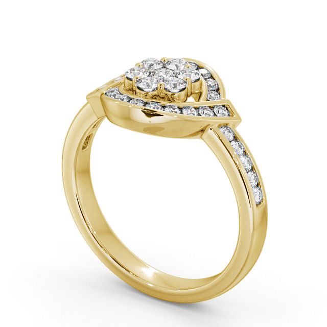 Cluster Round Diamond 0.52ct Ring 18K Yellow Gold - Sileby CL35_YG_SIDE
