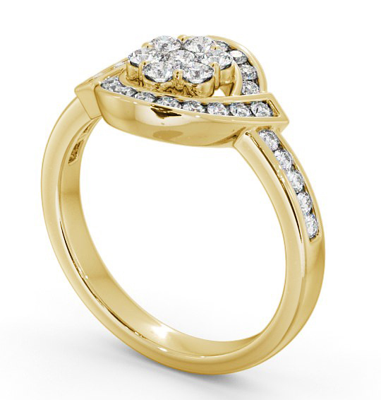 Cluster Round Diamond 0.52ct Sweeping Halo Ring 18K Yellow Gold CL35_YG_THUMB1