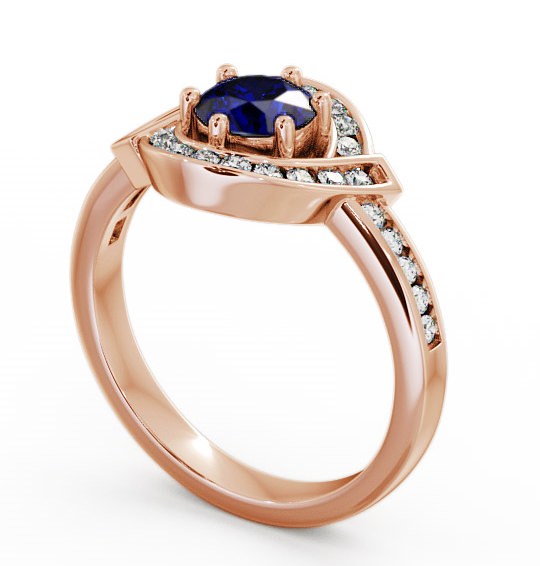 Halo Blue Sapphire and Diamond 0.91ct Ring 9K Rose Gold CL35GEM_RG_BS_THUMB1