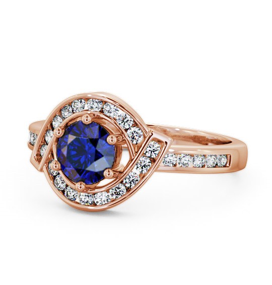  Halo Blue Sapphire and Diamond 0.91ct Ring 18K Rose Gold - Sileby CL35GEM_RG_BS_THUMB2 