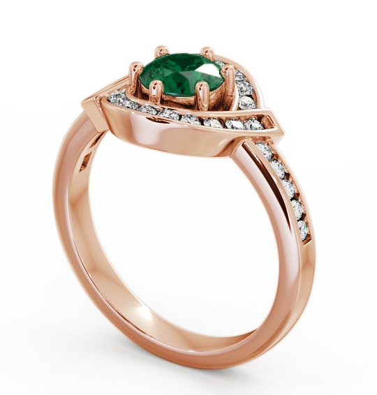 Halo Emerald and Diamond 0.74ct Ring 9K Rose Gold CL35GEM_RG_EM_THUMB1