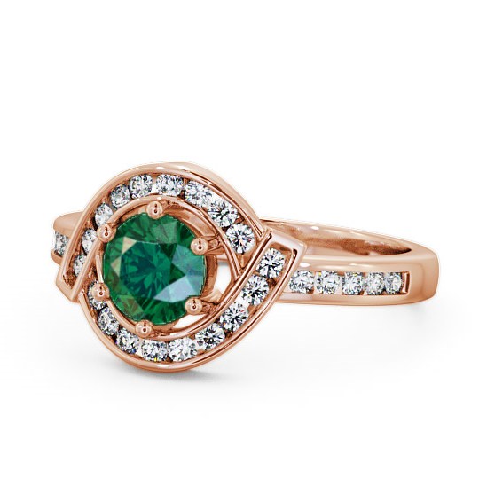  Halo Emerald and Diamond 0.74ct Ring 18K Rose Gold - Sileby CL35GEM_RG_EM_THUMB2 
