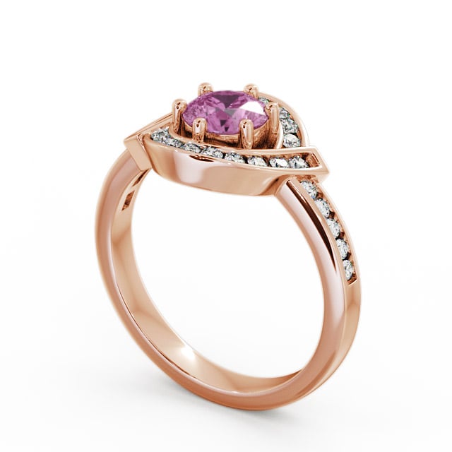 Halo Pink Sapphire and Diamond 0.91ct Ring 18K Rose Gold - Sileby CL35GEM_RG_PS_SIDE