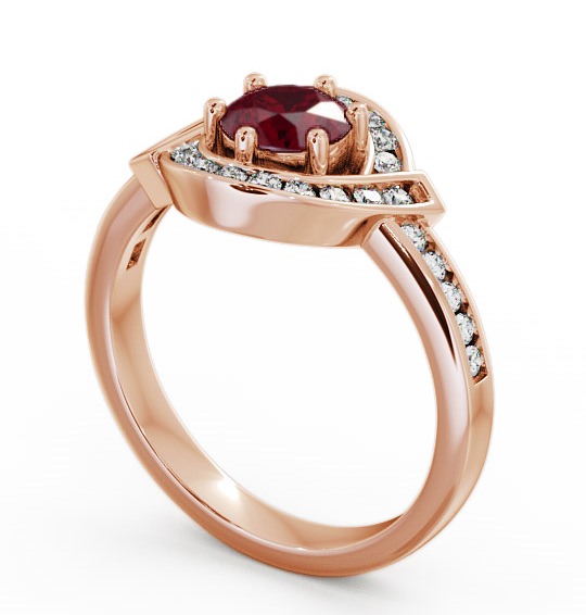 Halo Ruby and Diamond 0.91ct Ring 18K Rose Gold - Sileby CL35GEM_RG_RU_THUMB1