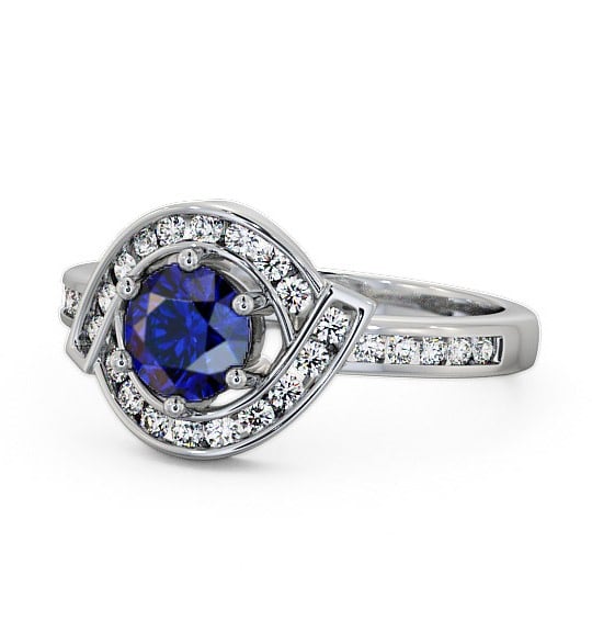  Halo Blue Sapphire and Diamond 0.91ct Ring Palladium - Sileby CL35GEM_WG_BS_THUMB2 
